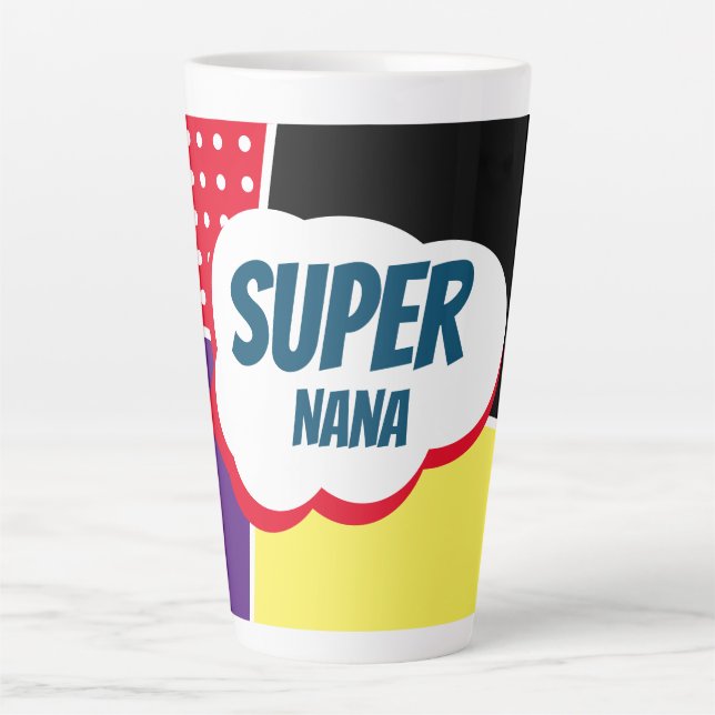 Super Nana Comic Cartoon mit Lila und gelb Milchtasse (Vorderseite)