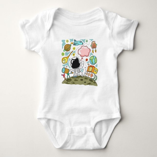 Super Niedlich Baby Astronaut Imaging Outer Space Baby Strampler (Vorderseite)