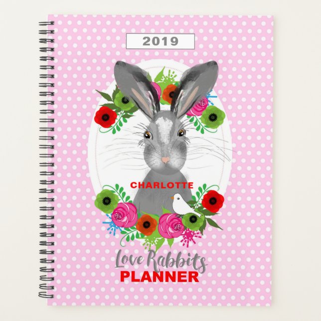 Super Niedlich Bunny Rabbit Personalisiert Planer (Vorderseite)