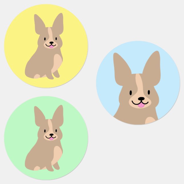 Super Niedlich Corgi Stickers Etiketten (Gruppe)