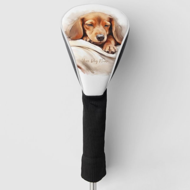 Super niedlich Engel schlafend Welpe Dackel Dog 00 Golf Headcover (Vorderseite)