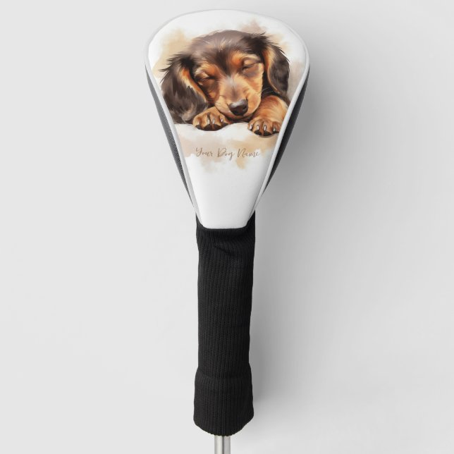 Super niedlich Engel schlafend Welpe Dackel Dog 00 Golf Headcover (Vorderseite)