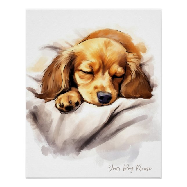 Super niedlich Engel schlafend Welpe Dackel Dog 00 Poster (Vorderseite)