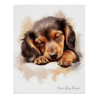 Super niedlich Engel schlafend Welpe Dackel Dog 00 Poster