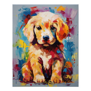 Super Niedlich Golden Retriever Dog Puppy 001 - Xe Poster