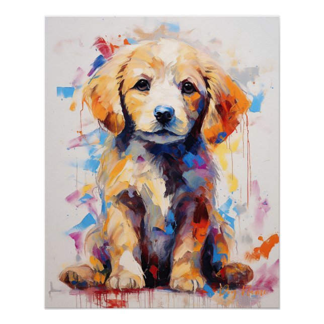Super Niedlich Golden Retriever Dog Puppy 005 - Xe Poster (Vorderseite)