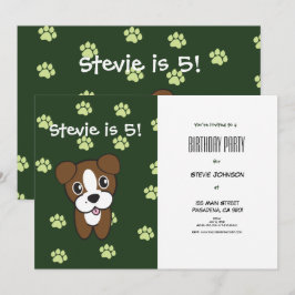 Super Niedlich Green Boxer Welpe Geburtstag Einladung