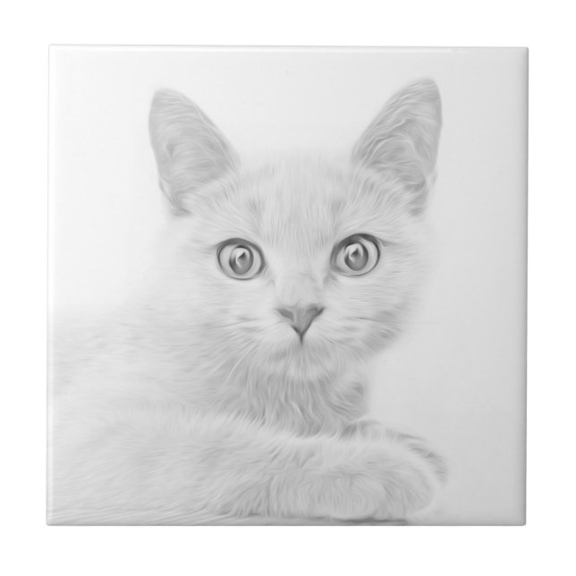 SUPER NIEDLICH Kitten Portrait Fliese (Vorderseite)