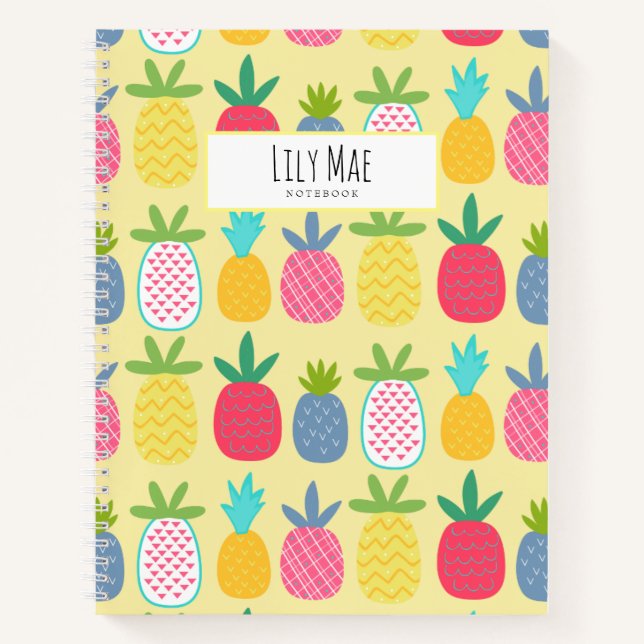 Super Niedlich Lemon Ananas gemustert Personalisie Notizbuch (Vorderseite)