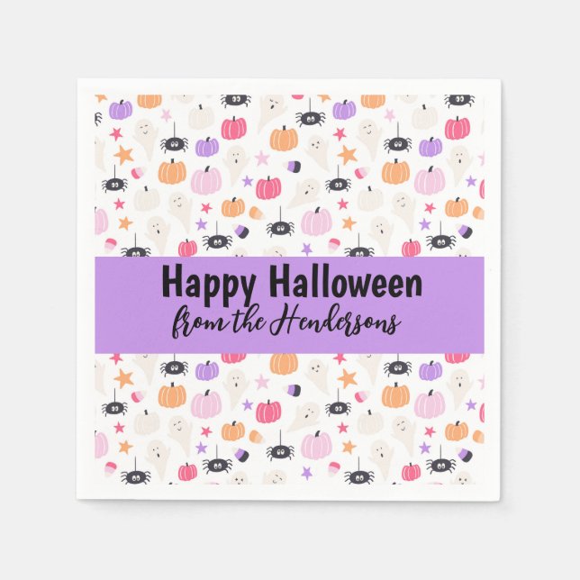 Super Niedlich Modernes lila KürbisHalloween Serviette (Vorderseite)