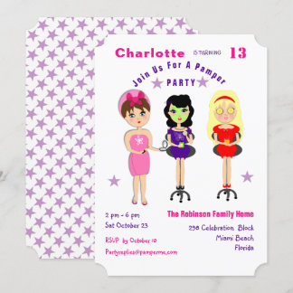 Super Niedlich Pamper Party Girls Birthday Invites Einladung