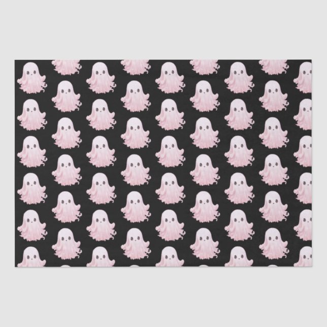 Super Niedlich Pink Ghost Pattern Halloween Seidenpapier (Vorderseite)