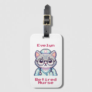Super niedlich Pixel Art Cat Krankengeschenk, Kran Gepäckanhänger