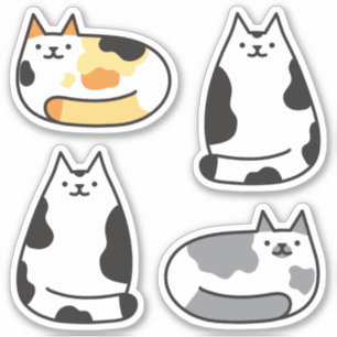 Super Niedlich Round Kawaii Calico Cats Aufkleber