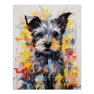 Super Niedlich Schnauzer Dog Puppy 002 - Xeno Luci Poster