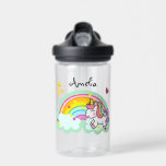 Super Niedlich Unicorn und Rainbow Personalisiert Trinkflasche<br><div class="desc">Perfektes personalisiertes Geschenk für ein Mädchen mit niedlichem pranzenden Einhorn- und Regenbogendesign.</div>