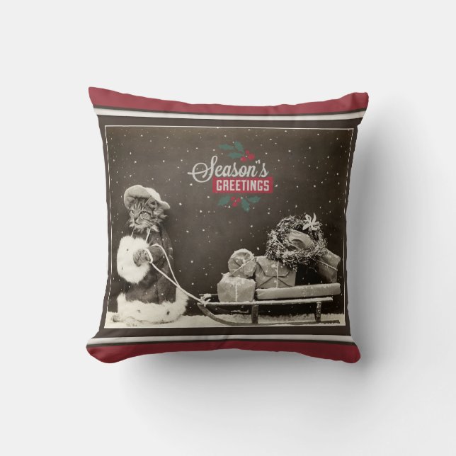 Super Niedlich Vintage Christmas Cat Kissen (Vorderseite)