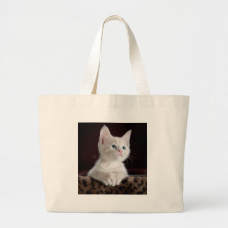 Super Niedlich White Kitten Jumbo Stoffbeutel