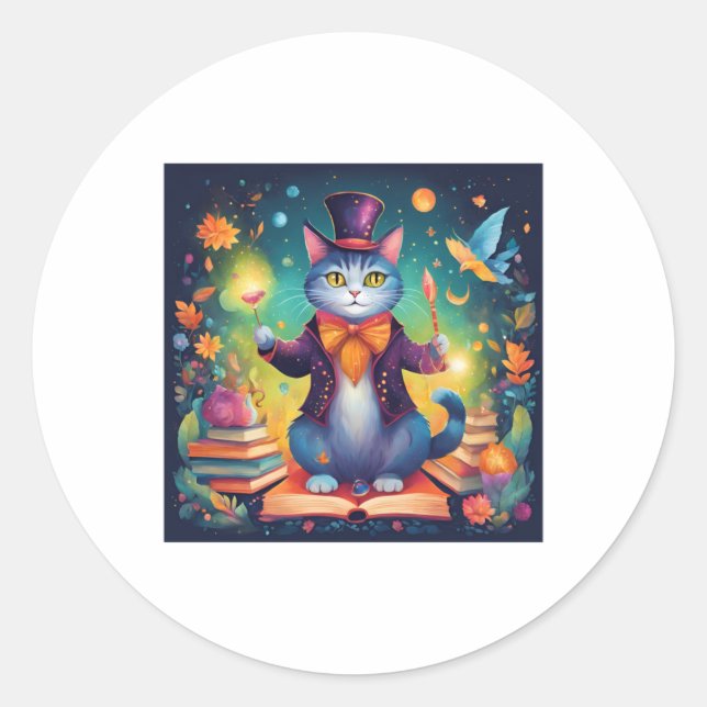 Super Niedlich Wizard Cat Sticker (Vorderseite)