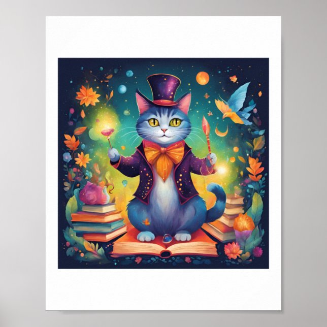 Super Niedlich Wizard Cat Sticker Poster (Vorne)