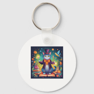 Super Niedlich Wizard Cat Sticker Schlüsselanhänger