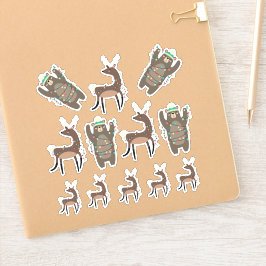 Super niedliche Bären und Rentier Weihnachten Aufkleber