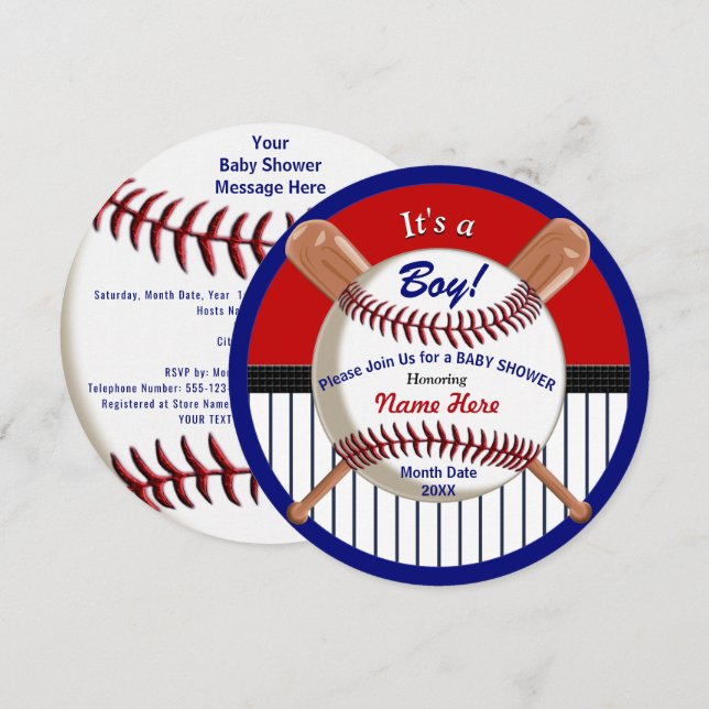 Super Niedliche Baseball Baby Dusche Einladungen (Vorne/Hinten)