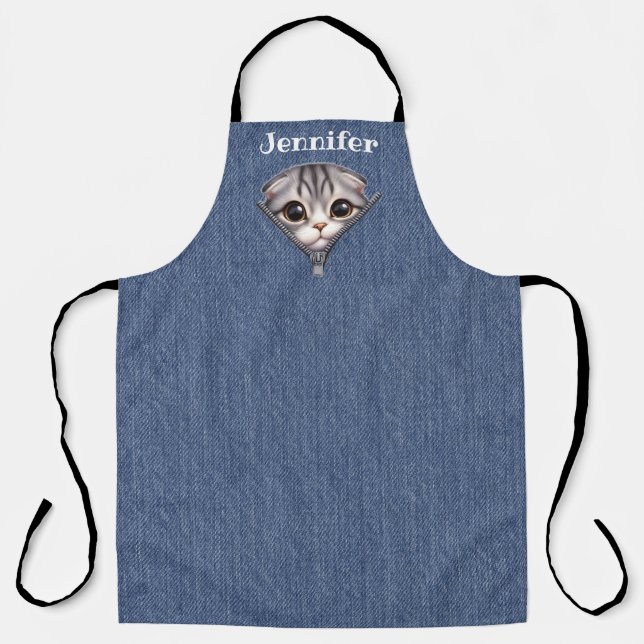 Super Niedliche Cat All-over-Print-Schürze Schürze (Vorderseite)