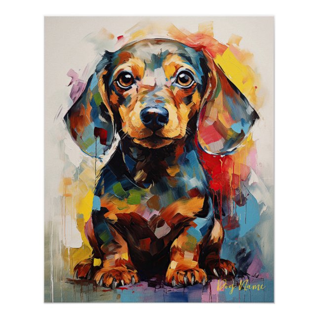 Super Niedliche Dackel Hund Welpe 001 - Xeno Lucil Poster (Vorderseite)