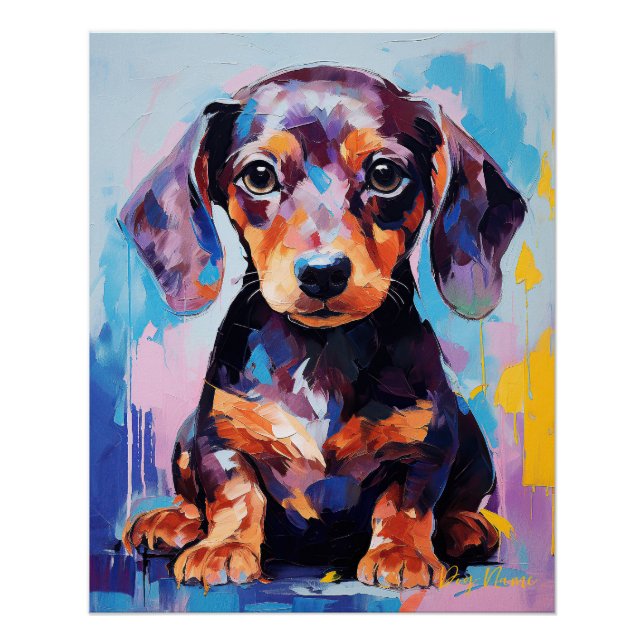 Super Niedliche Dackel Hund Welpe 002 - Xeno Lucil Poster (Vorderseite)