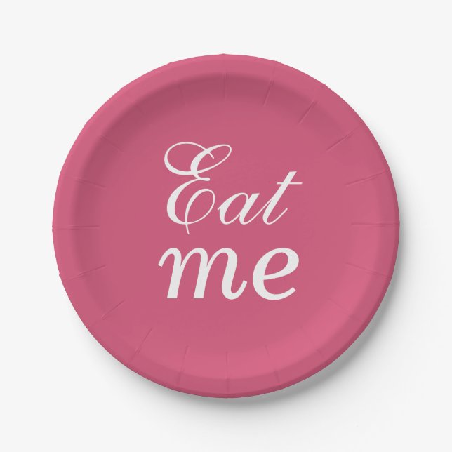 Super Niedliche Eat Me Plate - rosa Pappteller (Vorderseite)