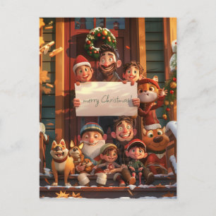 Super Niedliche Familie zu Weihnachten Postkarte