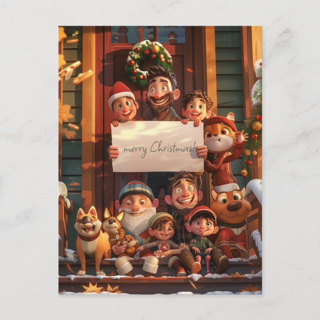 Super Niedliche Familie zu Weihnachten Postkarte (Vorderseite)