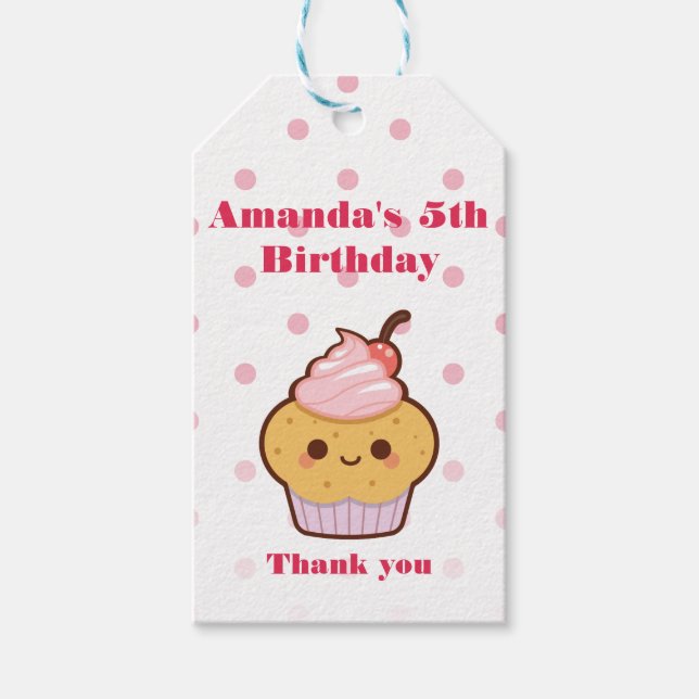 Super niedliche kawaii süßer Kuchen DANK DANK Geschenkanhänger (Vorderseite)