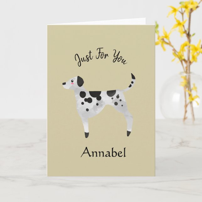Super Niedliche Personalisierte Dalmatien Karte (Gelbe Blume)