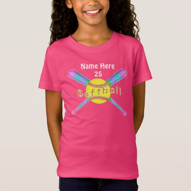 Super niedliche personalisierte Softball-Shirts T-Shirt (Vorderseite)