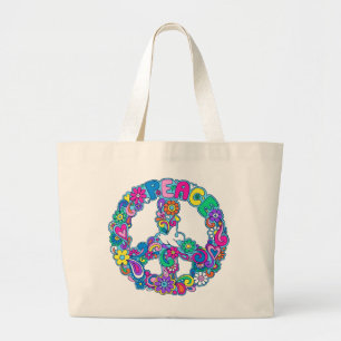 Super niedliche Retro Friedenszeichen-Tasche Jumbo Stoffbeutel