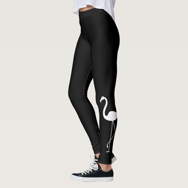 Super Niedliche Schwarz-Weiß-Flamingo-Leggings Leggings (Links)