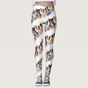Super Niedliche Taschen voller Welpen Leggings