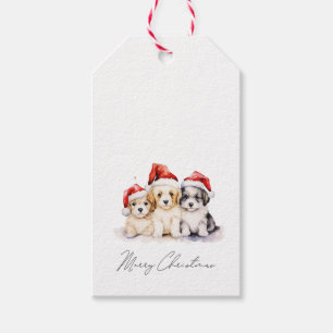 Super niedliche Weihnachtswelpen Geschenkanhänger