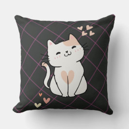 Super Niedliche weiße Katze mit Herzklopfen Kissen