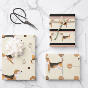 Super Niedlicher Beagle neutrale Farbenliebhaber Geschenkpapier Set