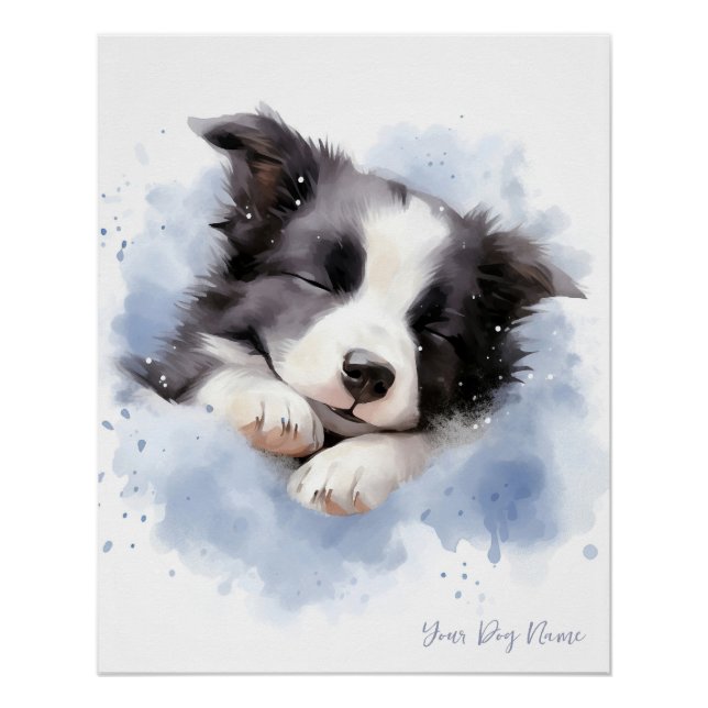 Super niedlicher Engel schlafend Welpe Border Coll Poster (Vorderseite)
