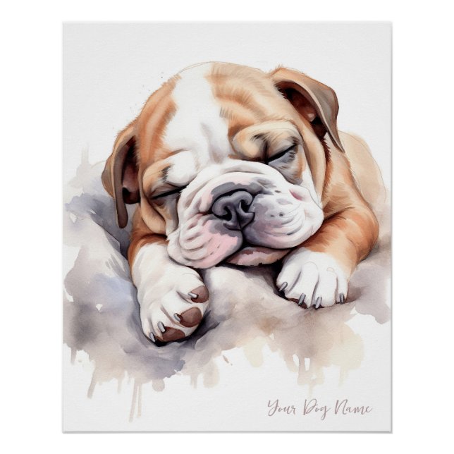 Super niedlicher Engel schlafend Welpe Bulldog 001 Poster (Vorderseite)
