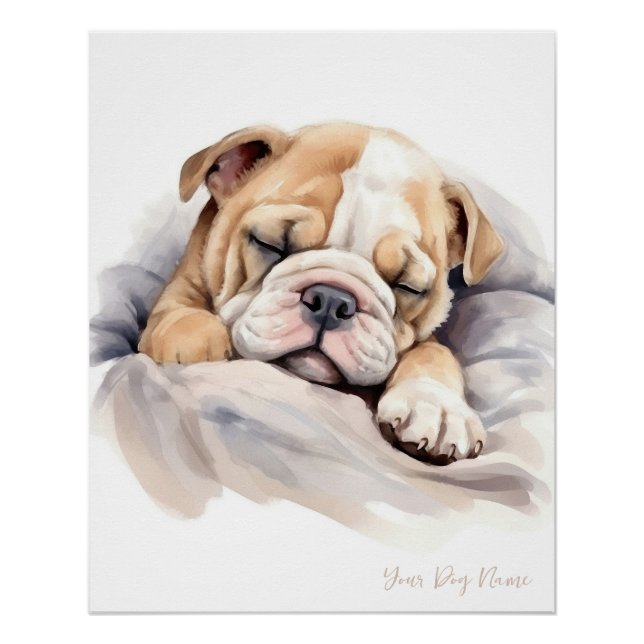 Super niedlicher Engel schlafend Welpe Bulldog 003 Poster (Vorderseite)