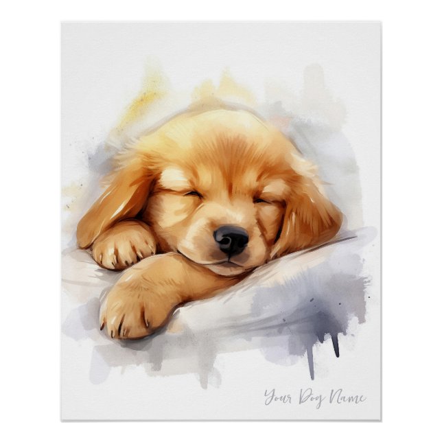 Super niedlicher Engel schlafend Welpe Golden Retr Poster (Vorderseite)
