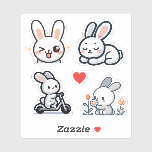 Super niedlicher Hase Aufkleber (Blatt)