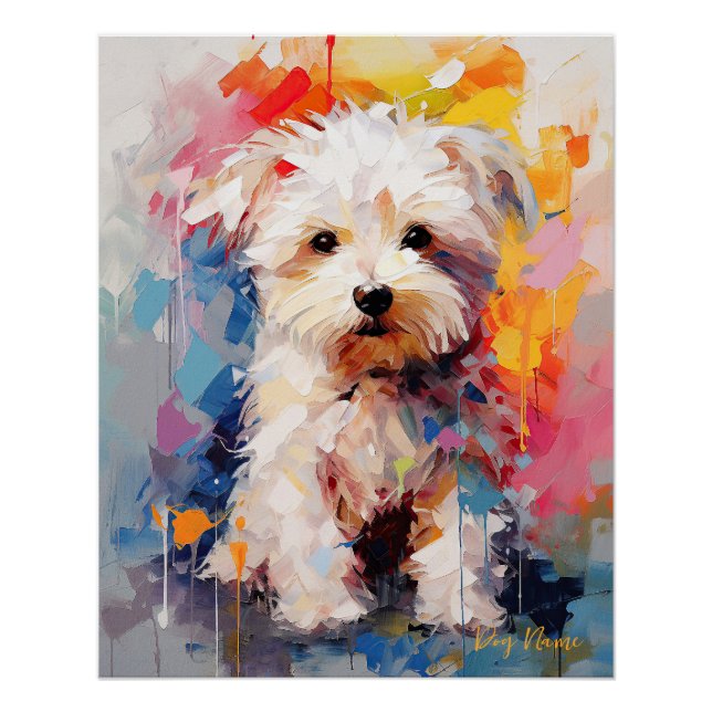 Super Niedlicher maltesischer Hund Welpe 002 - Xen Poster (Vorderseite)