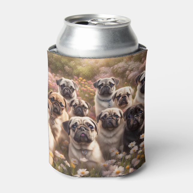 Super Niedlicher Mops Hunde gemütlich Dosenkühler (Kanne Vorderseite)