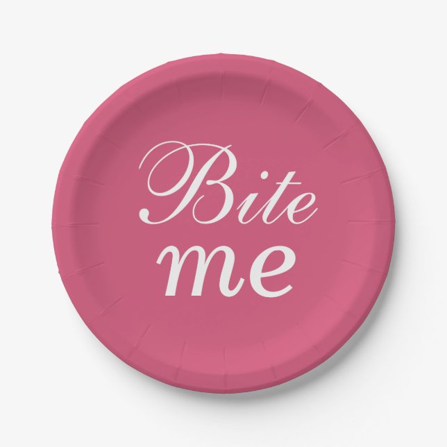 Super Niedliches Bite Me Plate - rosa Pappteller (Vorderseite)
